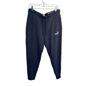 Puma Mens Joggers Sweatpants Elastic Waist Size Large Navy Blue